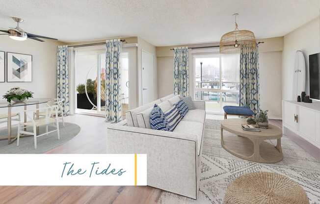 A living room with a white couch and a wooden coffee table at Marina Harbor, California, 90292