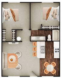 2 beds, 1 bath, 755 sqft, $1,187