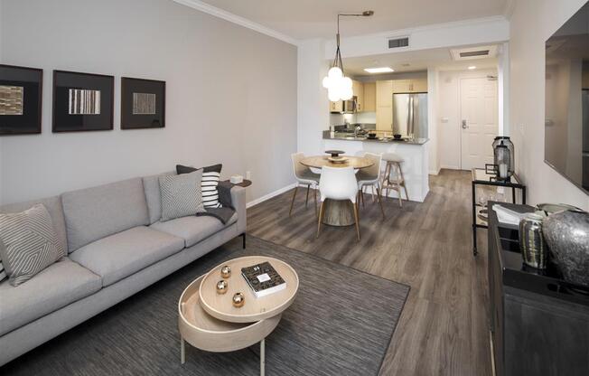 Living Room With Kitchen View at 1724 Highland, California