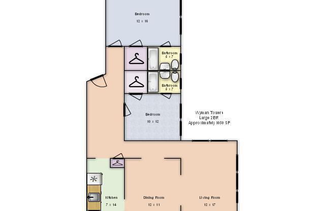 2 beds, 2 baths, 775 sqft, $2,025, Unit 507