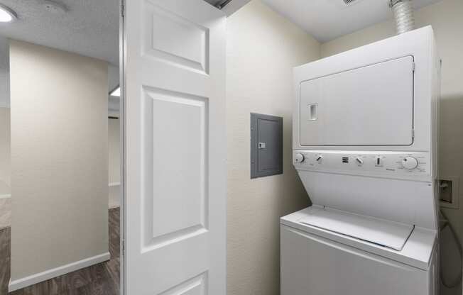 a washer and dryer in a room at Park Edmonds Apartment Homes, Washington