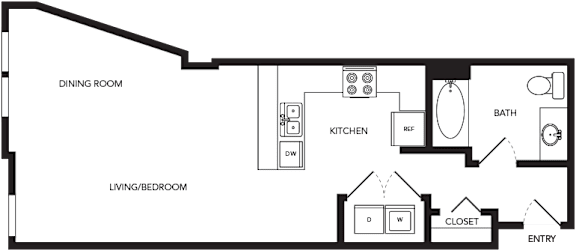 Studio, 1 bath, 634 sqft, $2,251