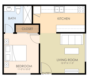 1 bed, 1 bath, 437 sqft, $2,275