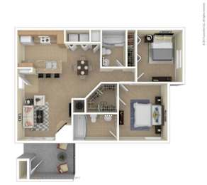 2 beds, 2 baths, 851 sqft, $1,440