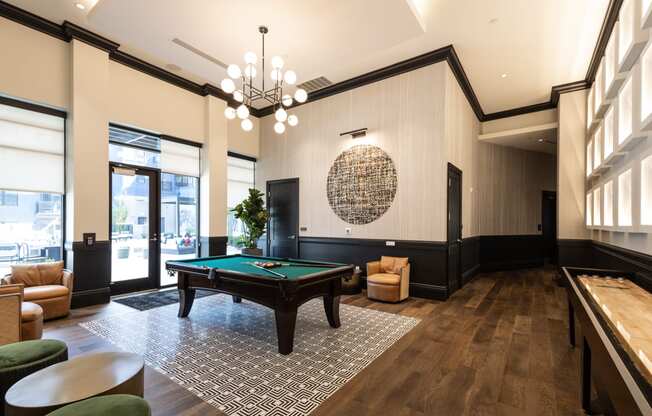 the reserve at bucklin hill clubhouse with pool table