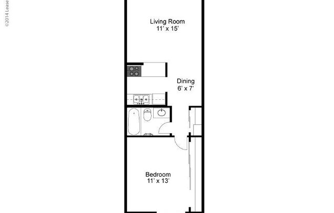1 bed, 1 bath, 605 sqft, $895