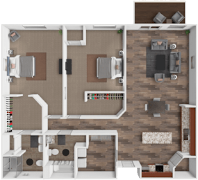 2 beds, 2 baths, 1,253 sqft, $1,505