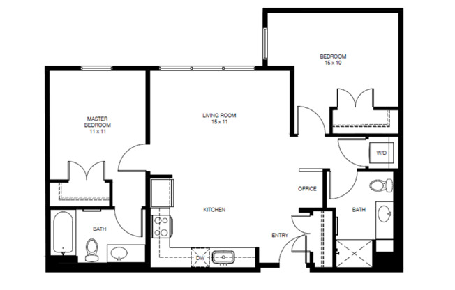 2 beds, 2 baths, 950 sqft, $2,599, Unit 202