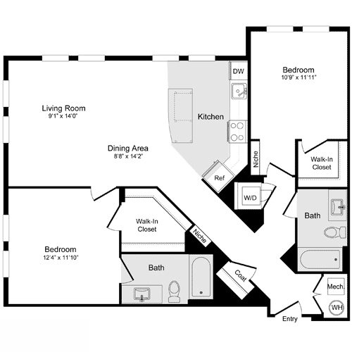 2 beds, 2 baths, 1,143 sqft, $3,325, Unit 333