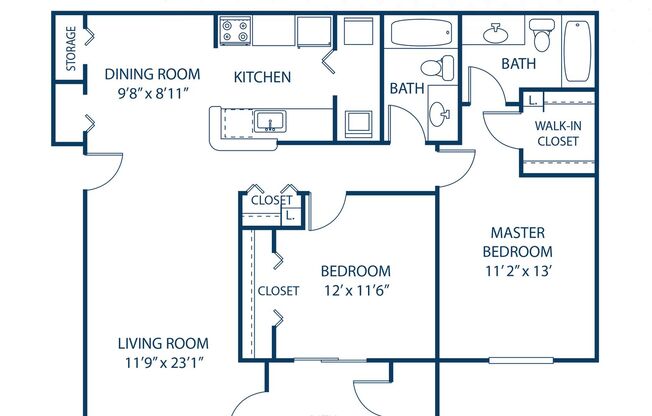 2 beds, 2 baths, 1,105 sqft, $1,424, Unit 8102