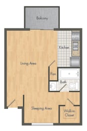 Studio, 1 bath, 399 sqft, $1,061