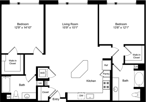 2 beds, 2 baths, 1,238 sqft, $4,330, Unit 2325