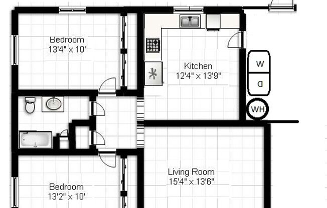 2 beds, 1 bath, 903 sqft, $1,290, Unit A-1