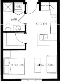 Studio, 1 bath, 430 sqft, $1,495