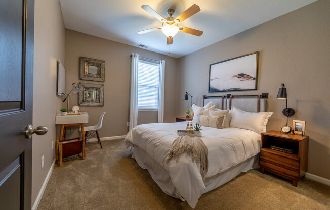Spacious carpeted bedroom at The Reserve at Williams Glen Apartments, IN, 46077