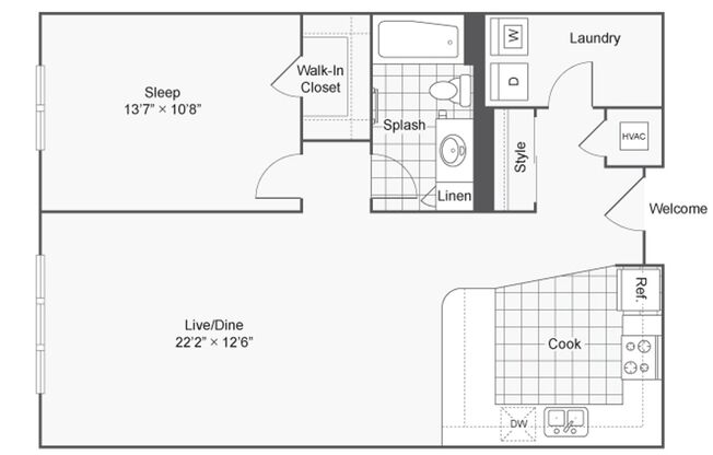 1 bed, 1 bath, 855 sqft, $2,010, Unit 5A