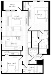 2 beds, 2 baths, 1,390 sqft, $4,345