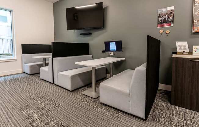a living room with couches and a tv