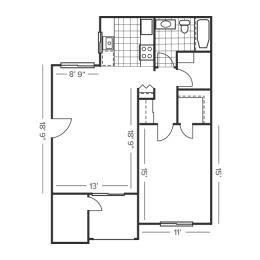 1 bed, 1 bath, 733 sqft, $2,602