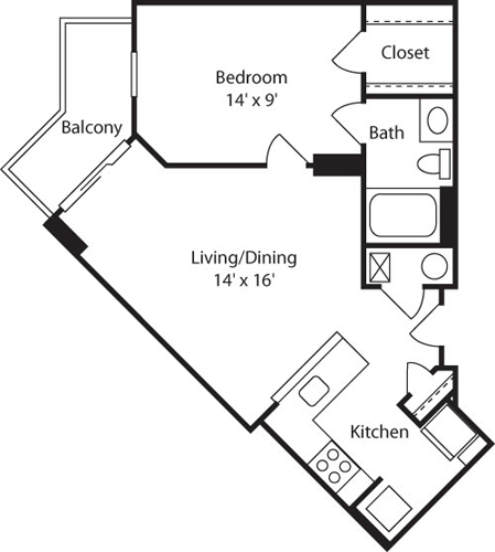 1 bed, 1 bath, 685 sqft, $2,407