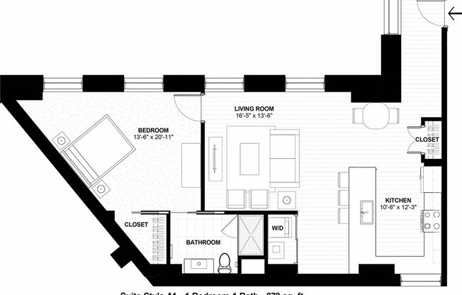 1 bed, 1 bath, 870 sqft, $1,639