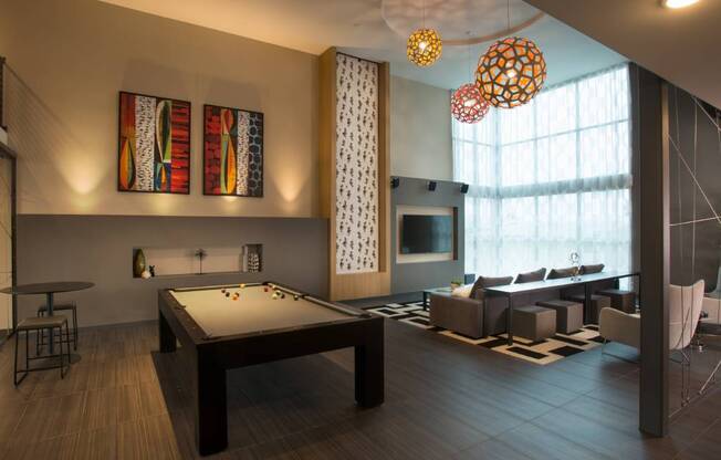 Pool Table and TV Area