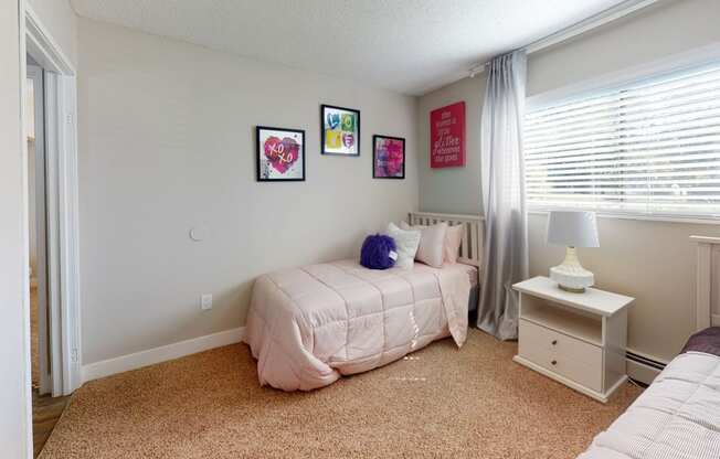 Bedroom with Carpeting at Spyglass Creek, Denver, CO