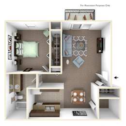 1 bed, 1 bath, 671 sqft, $930