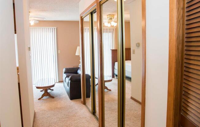 hallway and living space at Capitol View Apartments in Lincoln Nebraska