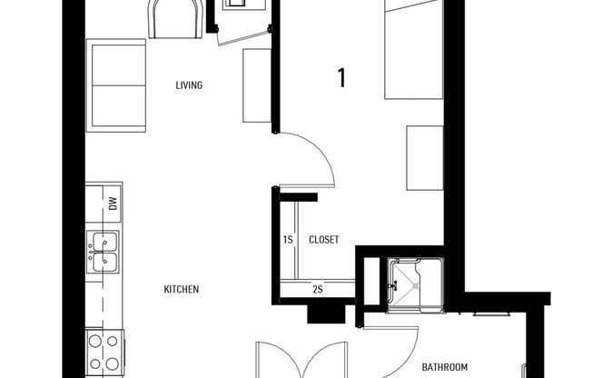 1 bed, 1 bath, 605 sqft, $1,525, Unit 201