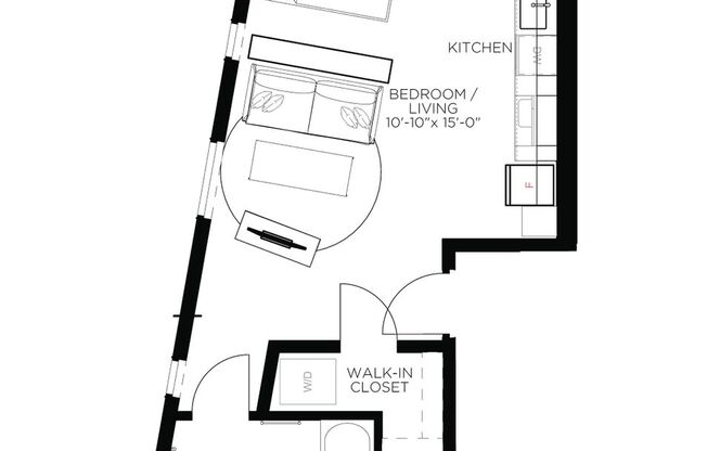 Studio, 1 bath, 444 sqft, $1,075, Unit 3201