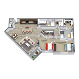 2 beds, 2 baths, 1,217 sqft, $2,449