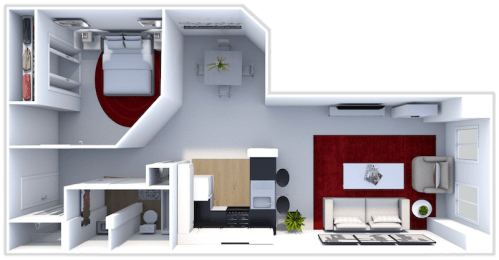 1 bed, 1 bath, 867 sqft, $1,074