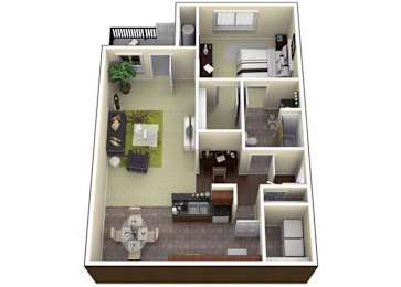 1 bed, 1 bath, 834 sqft, $1,260