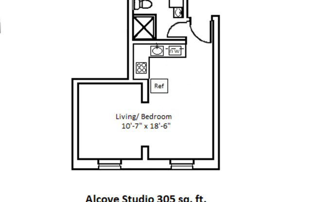 Studio, 1 bath, 305 sqft, $1,375, Unit 30