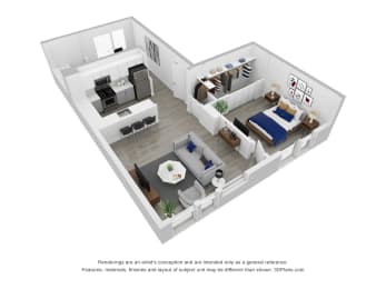 1 bed, 1 bath, 704 sqft, $1,600