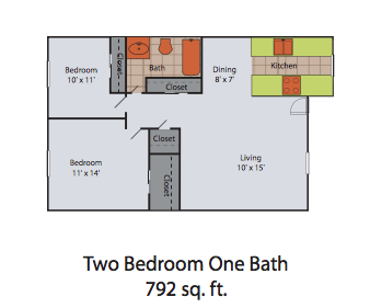 2 beds, 1 bath, 792 sqft, $775, Unit 051