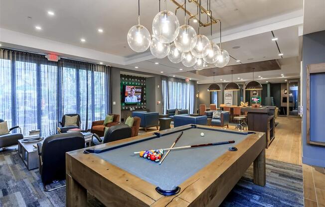 Billiards Table In Berewick Pointe Clubhouse at Charlotte Apartments for Rent