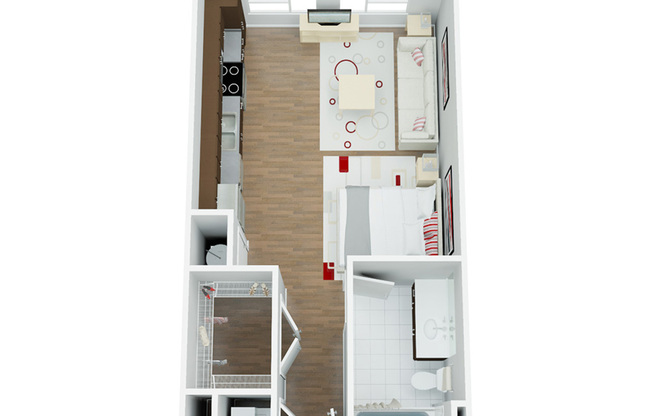 Studio, 1 bath, 527 sqft, $1,234