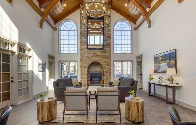 Tall Fireplace in the Community Clubhouse at Trailside