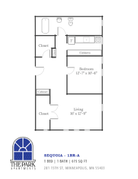 1 bed, 1 bath, 615 sqft, $989