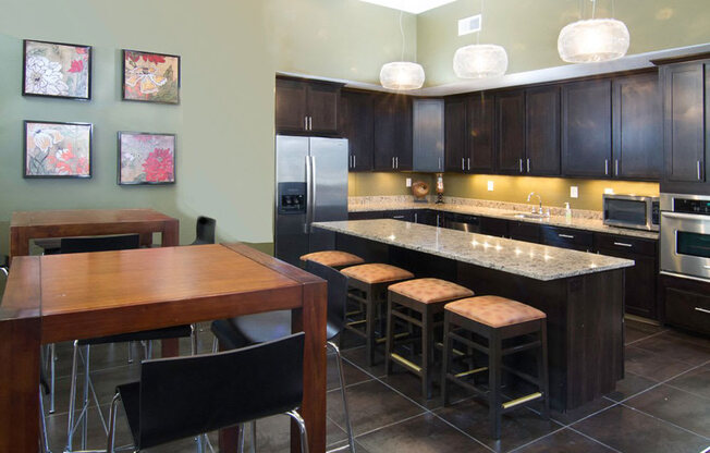 Clubhouse Kitchen Breakfast Bar with Stools at Talavera at the Junction Apartments & Townhomes, Utah, 84047