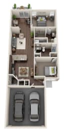 2 beds, 2 baths, 1,294 sqft, $2,263