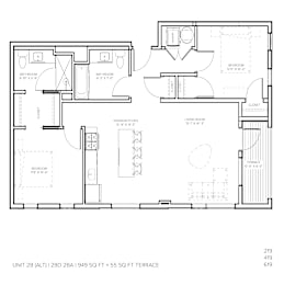 2 beds, 2 baths, 949 sqft, $2,290