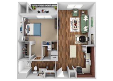 1 bed, 1 bath, 841 sqft, $1,366