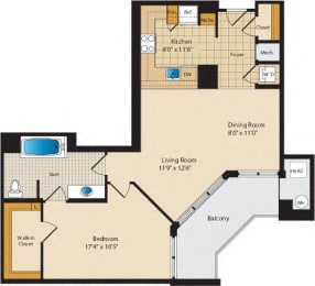1 bed, 1 bath, 921 sqft, $2,994
