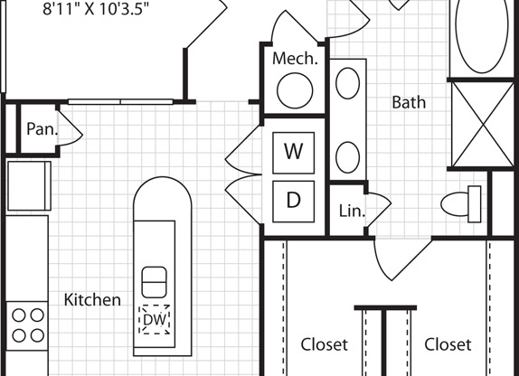 1 bed, 1 bath, 1,294 sqft, $2,409, Unit 2109