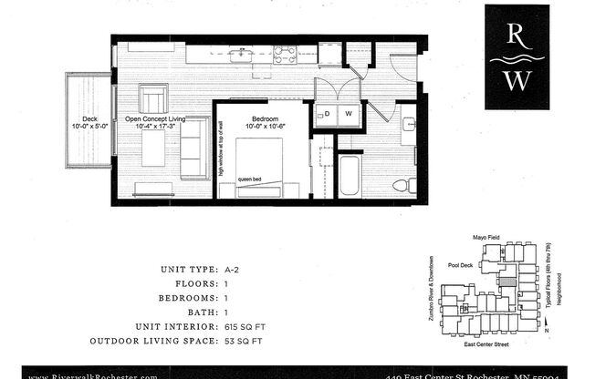 1 bed, 1 bath, 615 sqft, $1,645, Unit 521