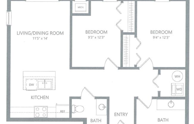 2 beds, 2 baths, 890 sqft, $1,720, Unit 520-200