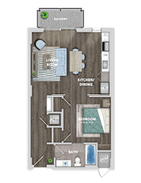1 bed, 1 bath, 744 sqft, $2,451